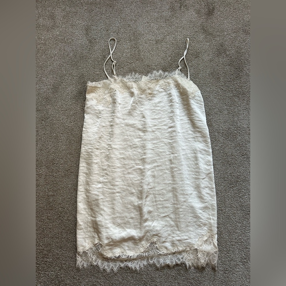 H&M NWT Lace-Trimmed Slip Cream Mini Dress - Picture 2 of 6